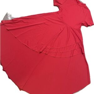 Red shirt dress high low asymmetrical peplum long tunic top alrady brand
